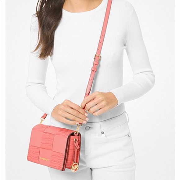 MICHAEL KORS MERCER SMALL CLUTCH XBODY GRAPEFRUIT - Picture 2 of 16